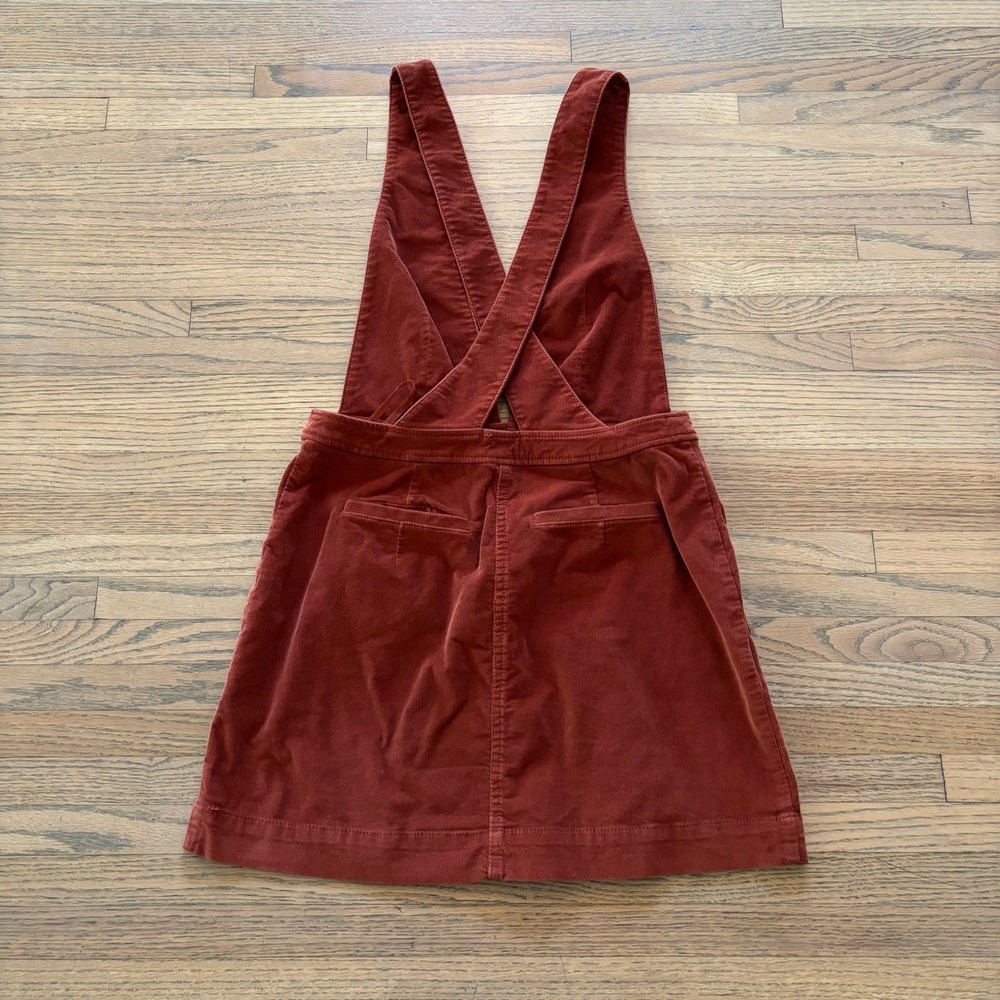 Free People Womens Rust Orange Corduroy Pinafore Overall Mini Dress Size 4 - Picture 5 of 5